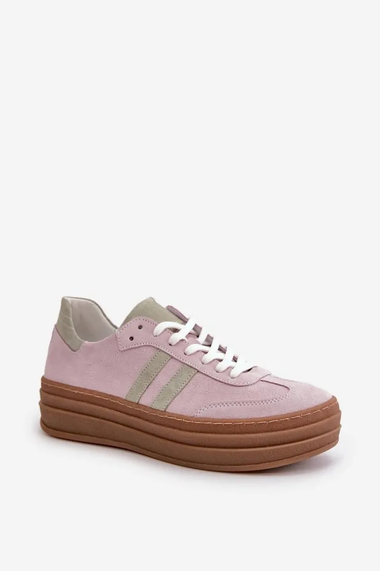 Zazoo N1068S4 Damskie Zamszowe Sneakersy Na Platformie Fioletowe