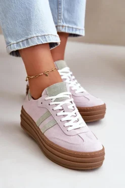 Zazoo N1068S4 Damskie Zamszowe Sneakersy Na Platformie Fioletowe