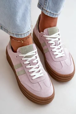 Zazoo N1068S4 Damskie Zamszowe Sneakersy Na Platformie Fioletowe