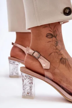 Zdobione Modne Sandały Na Słupku Różowe S.Barski MR1037-23