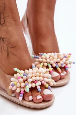 Zdobione Modne Sandały Na Słupku Beżowe S.Barski MR1037-23