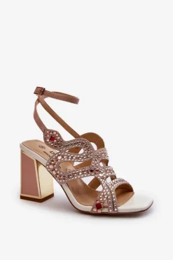 Zdobione Sandały Damskie Na Słupku D&A CR952 Różowe