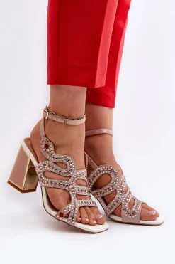 Zdobione Sandały Damskie Na Słupku D&A CR952 Różowe