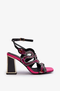 Zdobione Sandały Damskie Na Słupku D&A CR952 Czarne