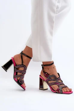 Zdobione Sandały Damskie Na Słupku D&A CR952 Czarne