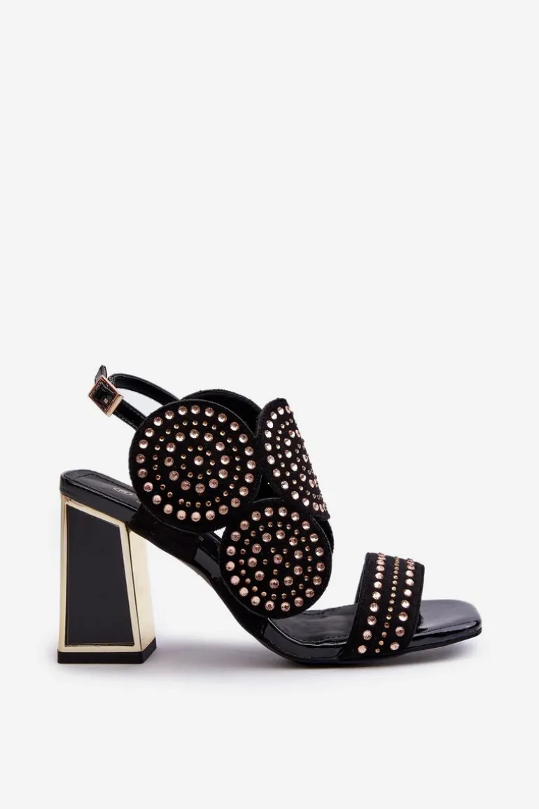 Zdobione Sandały Na Słupku D&A CR026 Czarne