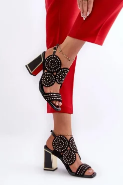 Zdobione Sandały Na Słupku D&A CR026 Czarne