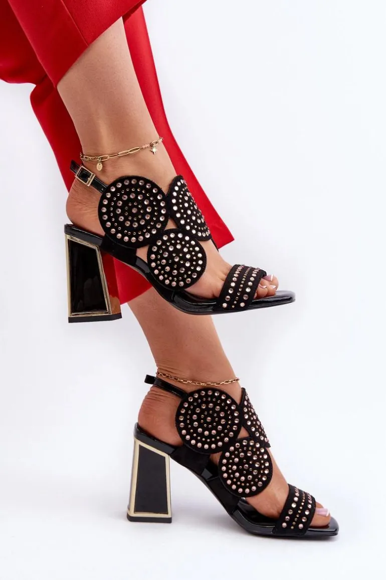 Zdobione Sandały Na Słupku D&A CR026 Czarne