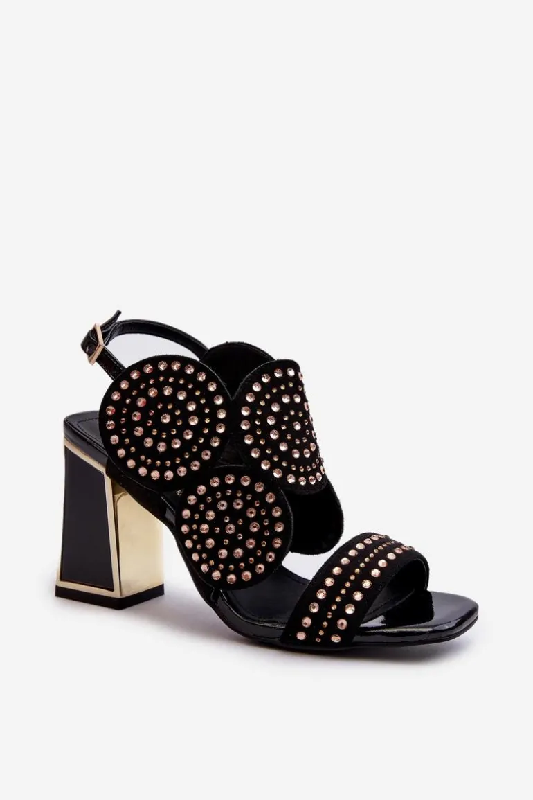 Zdobione Sandały Na Słupku D&A CR026 Czarne