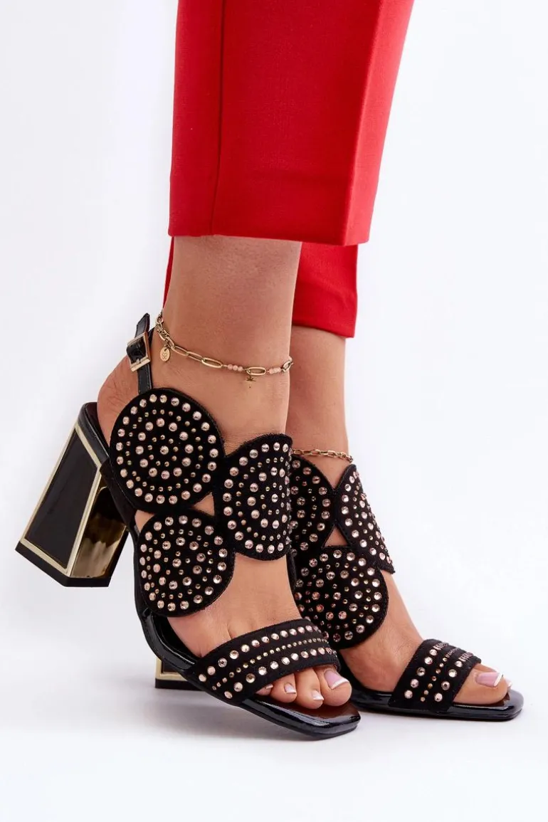 Zdobione Sandały Na Słupku D&A CR026 Czarne