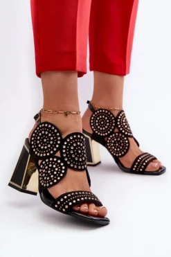 Zdobione Sandały Na Słupku D&A CR026 Czarne