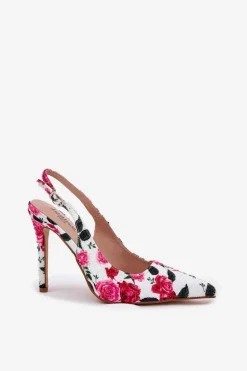 Zdobione Sandały Na Szpilce W Róże Białe Vevessa
