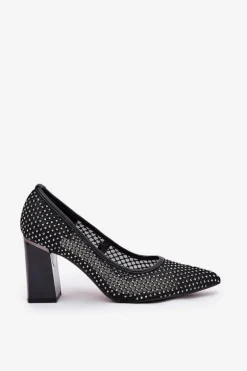 Zdobione Siateczkowe Czółenka Na Słupku Vinceza 62211 Czarne