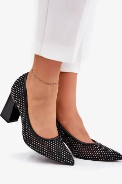 Zdobione Siateczkowe Czółenka Na Słupku Vinceza 62211 Czarne