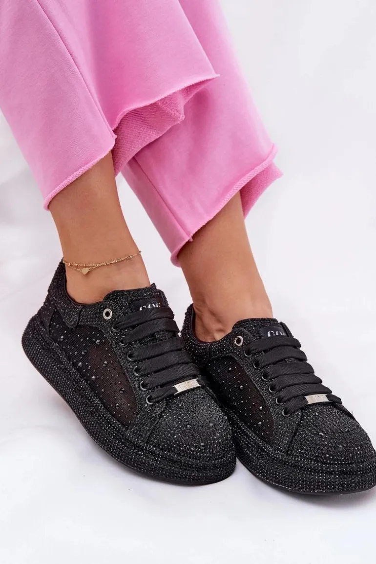 Zdobione Sneakersy Na Platformie GOE NN2N4021 Czarne