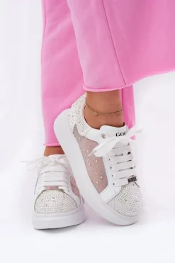 Zdobione Sneakersy Na Platformie GOE RR2N4003 Białe